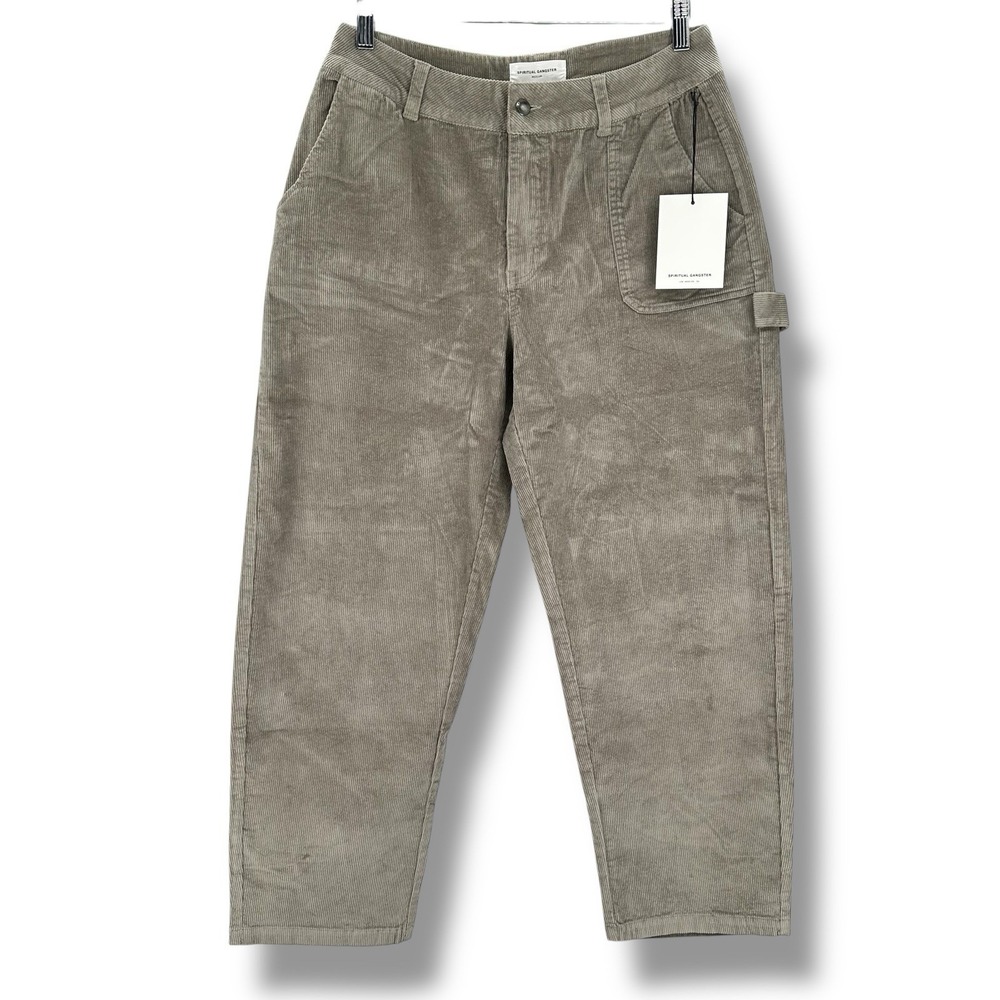 Spiritual Gangster Corduroy Pants Womens M Khaki High Rise Straight Minimalist